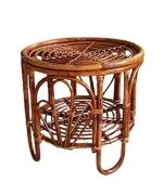 Handcrafted Cane Round Side Table (19 x 19 Inch) – Eco-Friendly Coffee Table for Living Room, Garden, & Office – Pre-Assembled