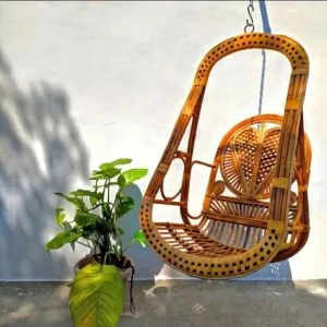 Rattan Cane Swing Chair with Patterned Heart for Kids and Adults