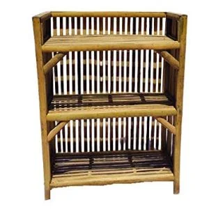 Small Bamboo Cane Rack (2-Tier) - 22" Wide Shoe Organizer & Bookshelf | Eco-friendly Handicraft