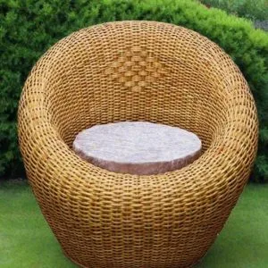 Cane Apple Chair with Cushion | Handcrafted Rattan Chair for Room, Lawn, Balcony – Eco-Friendly & Durable