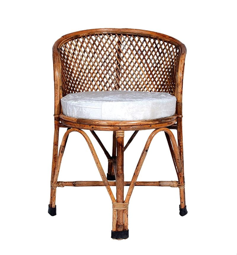 Cane Chair with Cushion Arm Rest Chairs for Home Office Balcony