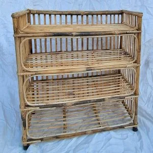 Cane (Bait) Strong Shoe Rack Wooden Slipper Stand Utility Rack Planter Stand Bookshelf Space Saving Shelf for Home Kitchen