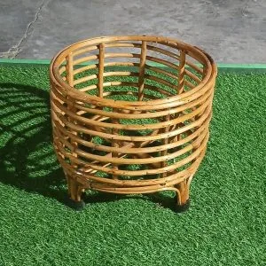 Handmade Cane Bamboo Planter Stand – 12x12x13 Inches – Natural Finish for Home, Garden, Balcony, Living Room Decor