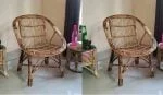 Cane Arm Chair Set with Cushion (Pack of 2) for Lawn, Indoor & Outdoor Use