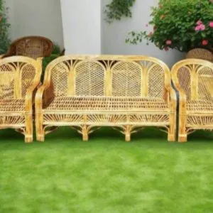 Cane Sofa Set with Table (Type - 3 Sitter + 2 No. Single Chair + 1 Center Table)