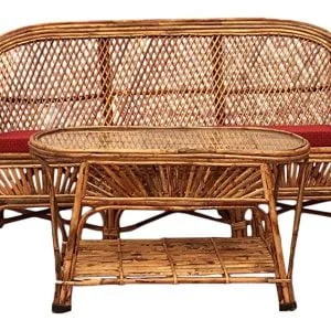 Cane Sofa Set with Table (Type - 3 Sitter + 2 No. Single Chair + 1 Center Table)