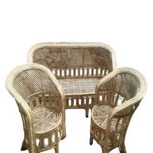 Cane Sofa Set with Table (Type - 3 Sitter + 2 No. Single Chair + 1 Center Table)