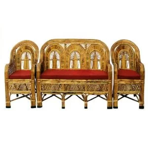 Bamboo Cane Sofa Set with Table - 5 Seater Sofa Set with Table