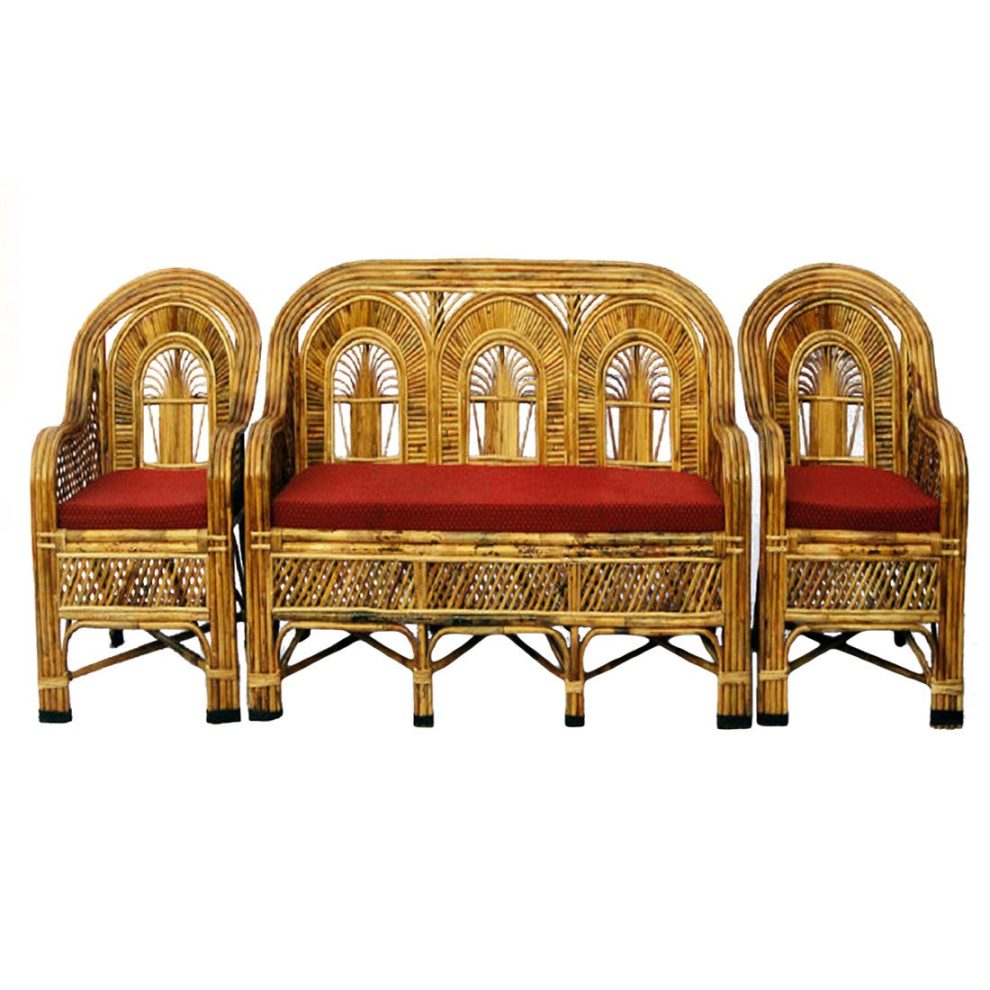 Bamboo Cane Sofa Set with Table 5 Seater Sofa Set with Table