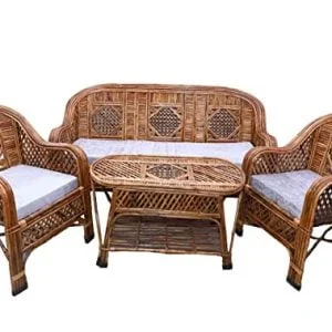 Cane Sofa Set with Table (Type - 3 Sitter + 2 No. Single Chair + 1 Center Table)