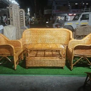 Cane Sofa Set with Table (Type - 3 Sitter + 2 No. Single Chair + 1 Center Table)
