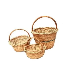 Round cane bamboo basket for hamper chocolate flower pooja cane basket, Festival Gifts Packing with Handle Set of 3 baskets
