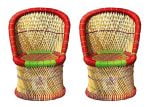 Cane Bamboo Stool Chairs for Outdoor and Indoor Furnishing Stool (Multicolour) - Pack of 2