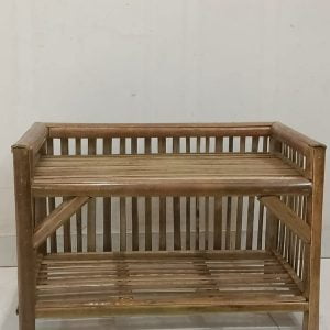 Bamboo Cane Wooden Shoe Rack(2 Tier) Slipper Stand Utility Stand Bookshelf Space Saving Shelf for Home Kitchen