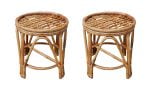 Bamboo Cane Mudha Side Stool/Balcony Stool Natural (Set of 2)