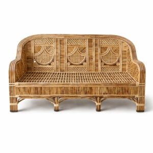 Cane Sofa Cum Couch with Cushion for Living Room - 3 Seater Sofa