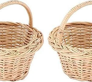 Bamboo Cane Storage Basket for Pooja Basket, mandir Basket, Laduu Gopal (pack of 2)