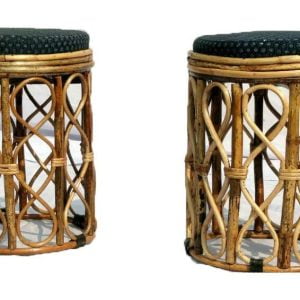 Bamboo Cane Round Stool with Cushion for Home, Garden, Living Room Furniture ,Home,Décor,Cafee, restaurant,Balcony Garden (pack of 2)