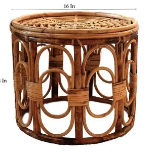 Elegant Cane Stool with Cushion – Perfect for Home, Garden, Living Room, Café & Restaurant (Pack of 1)