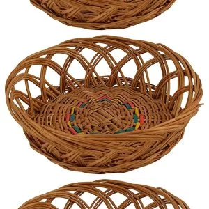 Round Jali Cane Bamboo Basket | Fruit | Vegetable | Kitchen | Chapati Basket | Gift Packing  Size 9*9*5 inches (Pack of 3)