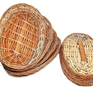 Cane Bamboo Oval Basket Basket for Gift & Wedding Packaging (Pack of 5) – Size 11 x 7 x 1.5 inch