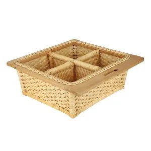Wicker Cane Basket for Modular Kitchen with Double Partition - 22.5 W x 20 L x 8 H