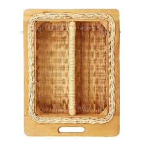 Bamboo Wicker Cane basket For Modular Kitchen with partition(16.5 W x 20 L x 4H )
