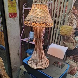 Bamboo Cane Table Lamp Shade for Living Room, Bedroom,Bedside Lamp Side Table Lamp for Living Room & Bedroom (Without Bulb) Pack of 1