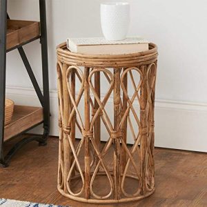 Bamboo Cane Round High Stool for Home,Shop, Kitchen,bar,Office,Restaurants (with Cushion) Pack of 1