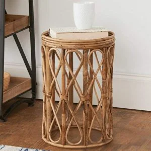 Cane Round High Stool with Cushion (18" H) | Rattan Bar & Kitchen Seating - 150 kg Capacity