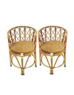Cultural Elegance: Versatile Crafts Cane Chair Set with Cushion | Pack of 2