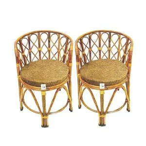 Cultural Elegance: Versatile Crafts Cane Chair Set with Cushion | Pack of 2