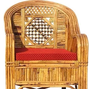 Handcrafted Cane Chair with Cushion for Living Room, Balcony, Garden – Eco-Friendly & Durable