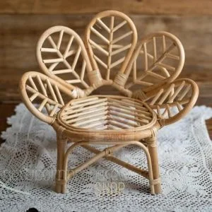 Bamboo Cane Rattan Chair Posing Basket for Newborns & Sitters – Baby Photography Prop