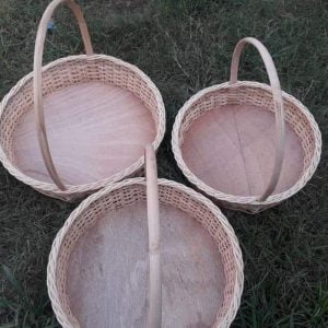 Round Handle Cane Bamboo Basket – Set of 3 (8-inch, 7-inch, 6-inch)