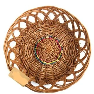Multipurpose Brown Bamboo Basket Natural Bamboo Round Shape Cane