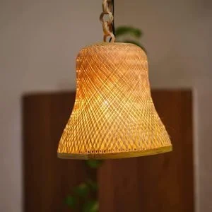 Handcrafted Bamboo Hanging Lamp Shade (Pack of 2) – 10" x 11" Cane Pendant Light for Resorts, Hotels, Cafes & Home Decor (Wire Not Included)