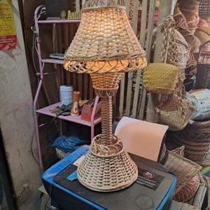 Bamboo Cane Table Lamp Shade for Living Room, Bedroom,Bedside Lamp Side Table Lamp for Living Room & Bedroom (Without Bulb) Pack of 1