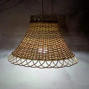 Cane Hanging Lamp Shade (9 x 9 Inch) – Bamboo Pendant Light for Indoor & Outdoor Use | Ideal for Home, Café, Restaurant, Resort, Balcony & Hotels – Pack of 1 (Holder & Wire Not Included)