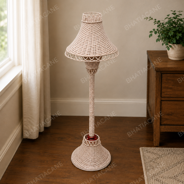 Handcrafted Bamboo Cane Floor Lamp Shade for Living Room & Bedroom | 40 Inch Tall Decorative Lamp Shade (Without Bulb) Bamboo Cane Floor Lamp Shade for Living Room and Bedroom, Handcrafted Natural Rattan Standing Lamp Shade, 14 x 14 x 40 Inches, Without Bulb