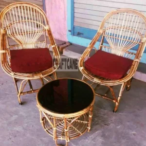 Bamboo Cane Chair, Kursi for Living Rooms, Lawn, Garden,Porch,Bedrooms, Outdoor (Set of 2 with table)