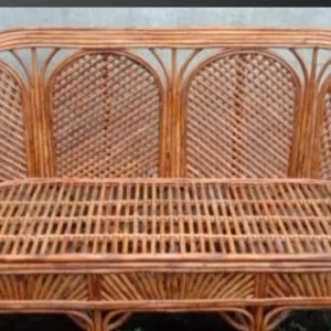 Bamboo Cane Three Seater Sofa, Couch for Home, Living Room, Outdoor, Indoor with Cushion