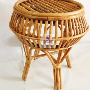 Cane Round Stool with Cushion for Home Living Room,Office, Cafe, Resort