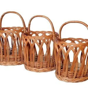 Wicker Planter Stand for Home, Terrace,Living Room, Balcony, Indoor, Outdoor Garden,Storage Basket , Fruit basket,Hamper Basket,Bread Basket (Pack of 3)