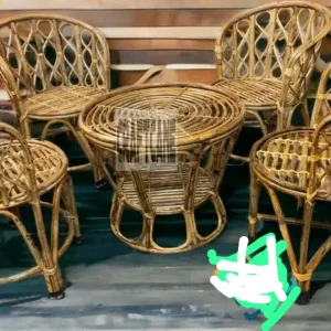 Bamboo Cane Chair for Lawn Chair, Arm Chair, Room Chair, Cafe, Pubs, Bars, Restaurants Set of 4 with table