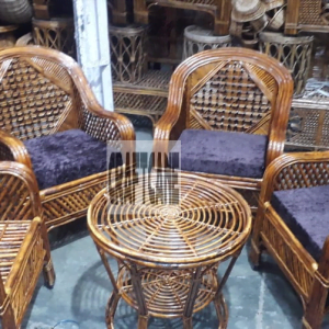 Cane Sofa Chair Set with Cushions and Table - Perfect for Garden & Living Room