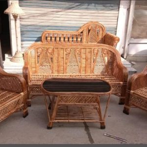 Cane Sofa Set with Table for Home, Living Room, Office, Garden, Resort with Cushion(eye)
