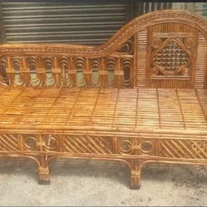 Cane Couch Diwan Sofa Settee for Living Room and Office | 3-Seater Sofa with Cushion