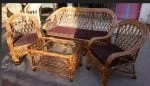 Cane Sofa Set with Table for Home, Living Room, Office, Garden, Resort with Cushion(le)