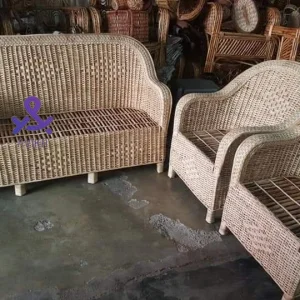 Cane Sofa Set with Table for Home, Living Room, Office, Garden, Resort with Cushion (weaving)